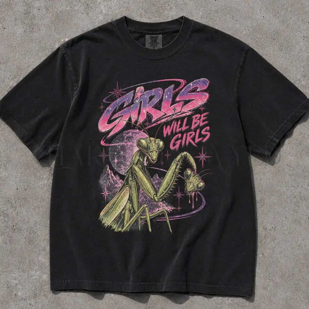 Girls Will Be Girls Retro Comfort Colors T-Shirt - Black / S - T-Shirt