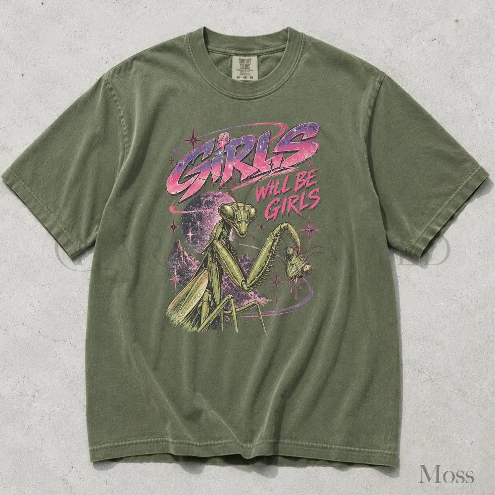 Girls Will Be Girls Retro Comfort Colors T-Shirt - Moss / S - T-Shirt