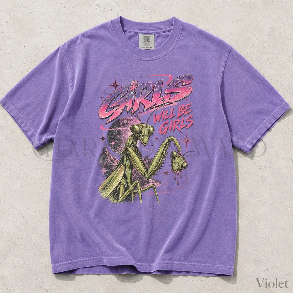 Girls Will Be Girls Retro Comfort Colors T-Shirt - Violet / S - T-Shirt