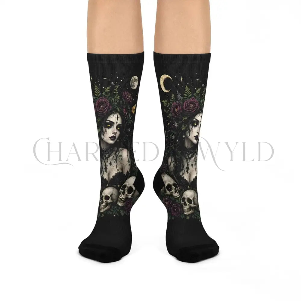 Gothic Girl Skull Adults Unisex Socks