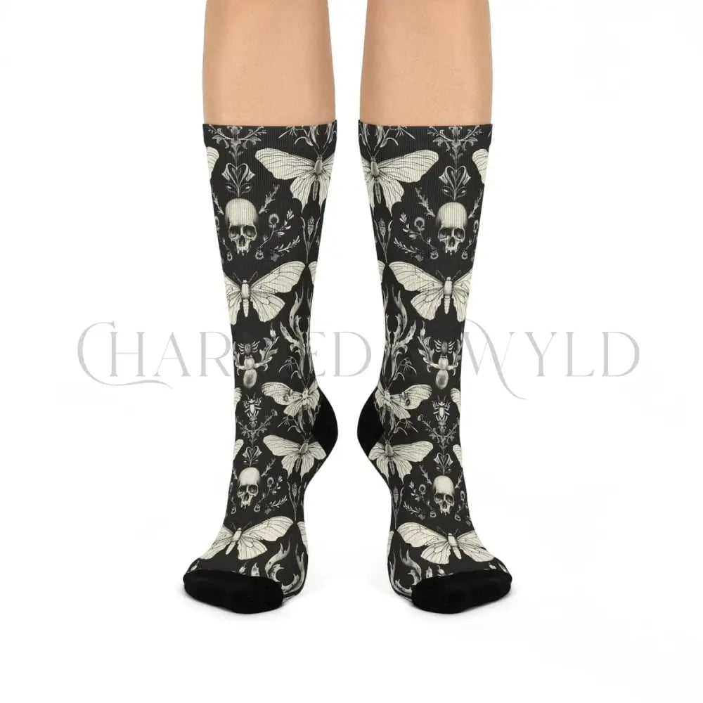 Gothic Skull Moth Adults Unisex Socks