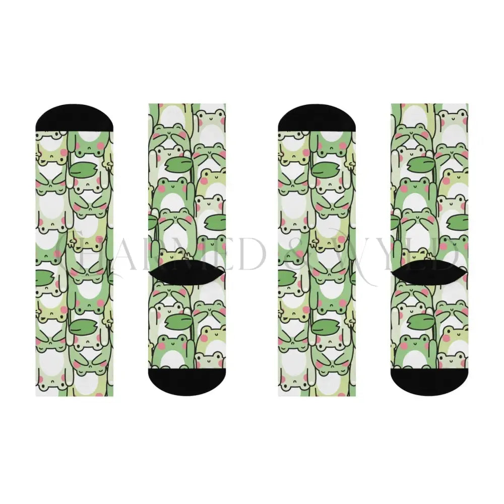 Green Kawaii Frogs Adults Unisex Socks