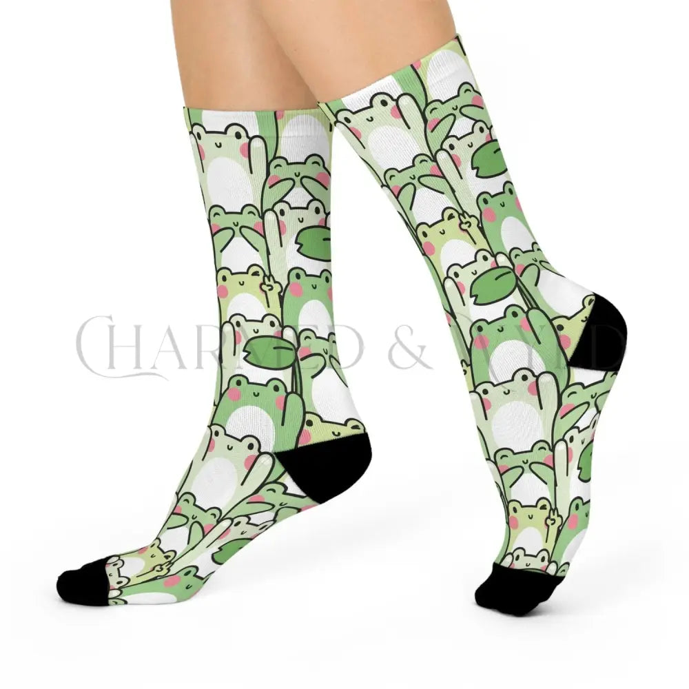 Green Kawaii Frogs Adults Unisex Socks