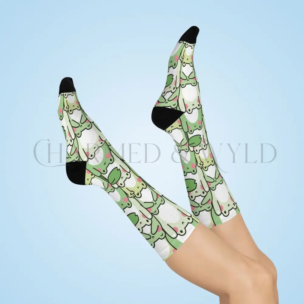 Green Kawaii Frogs Adults Unisex Socks