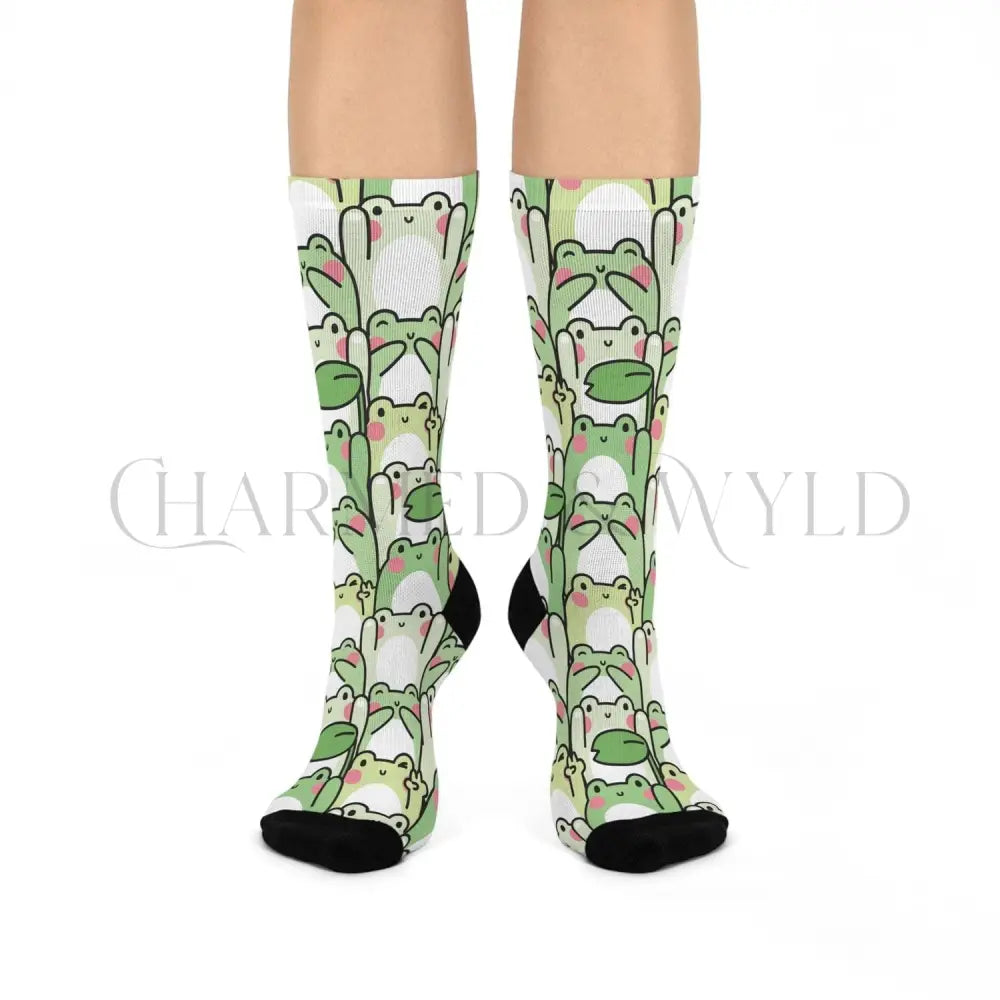 Green Kawaii Frogs Adults Unisex Socks