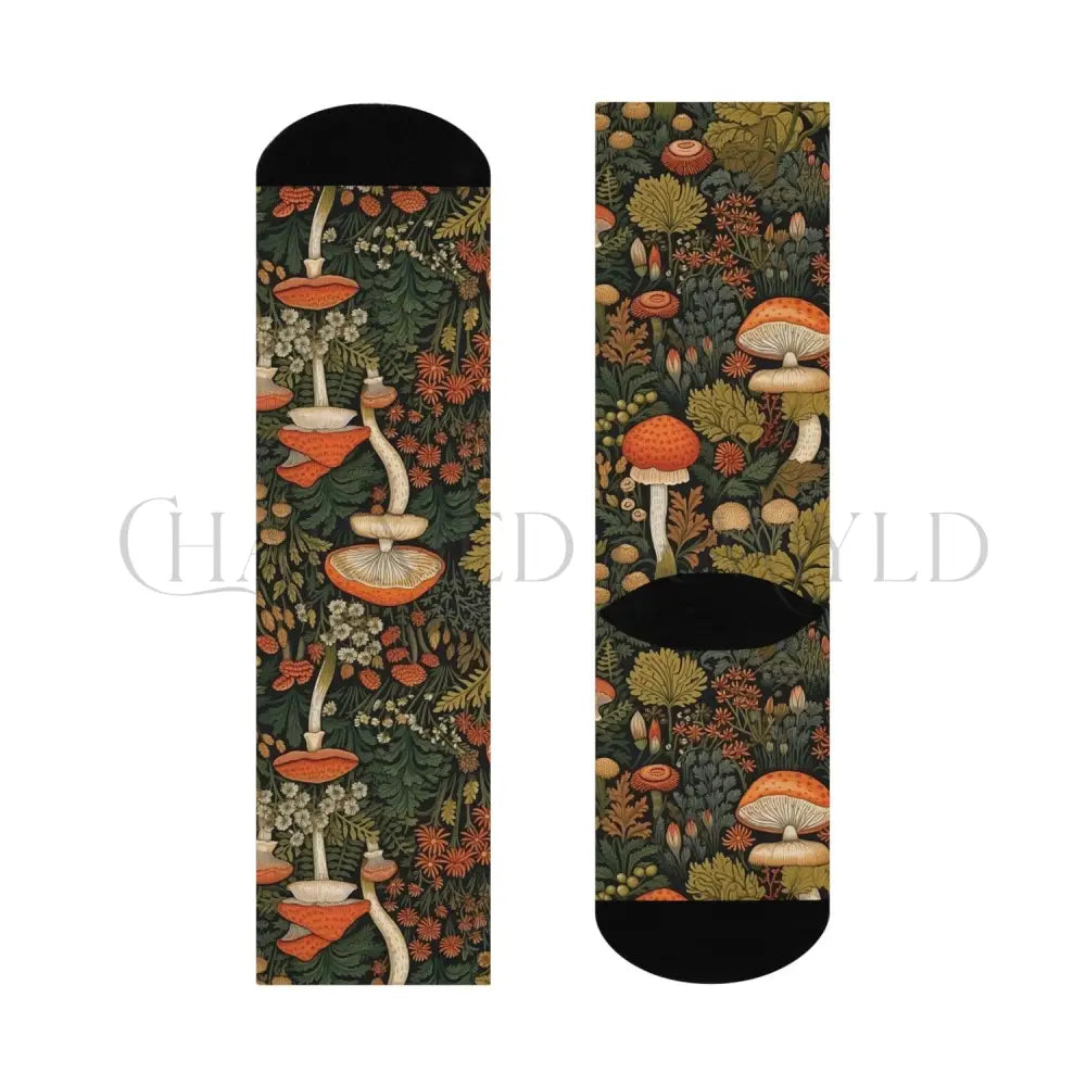 Green Mushroom Wildflower Adults Unisex Socks