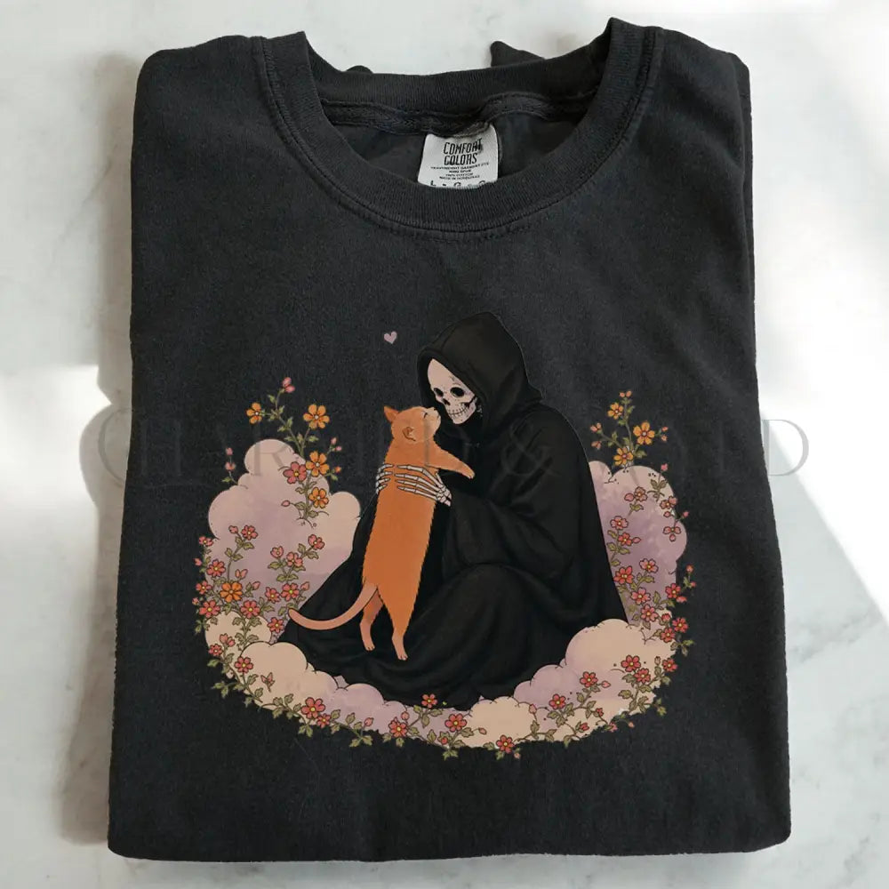 Grim Reaper’s Cat T-Shirt - Black / S - T-Shirt