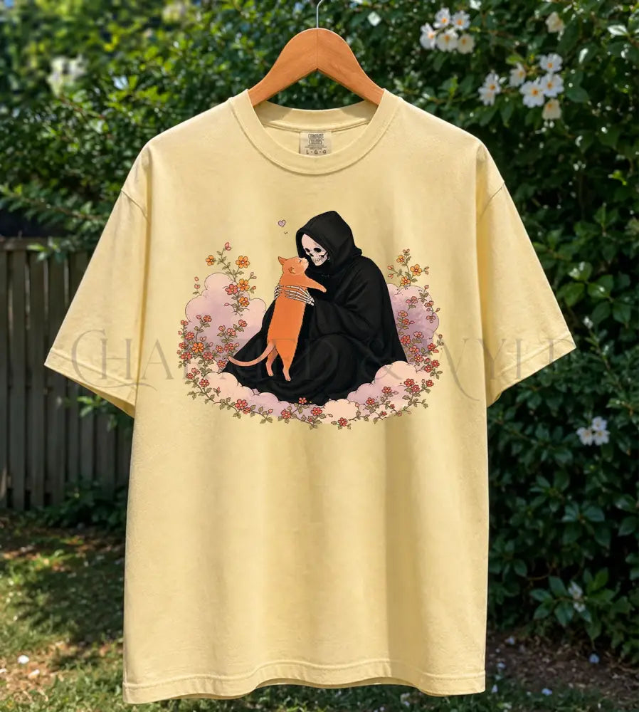Grim Reaper’s Cat T-Shirt - Butter / S - T-Shirt