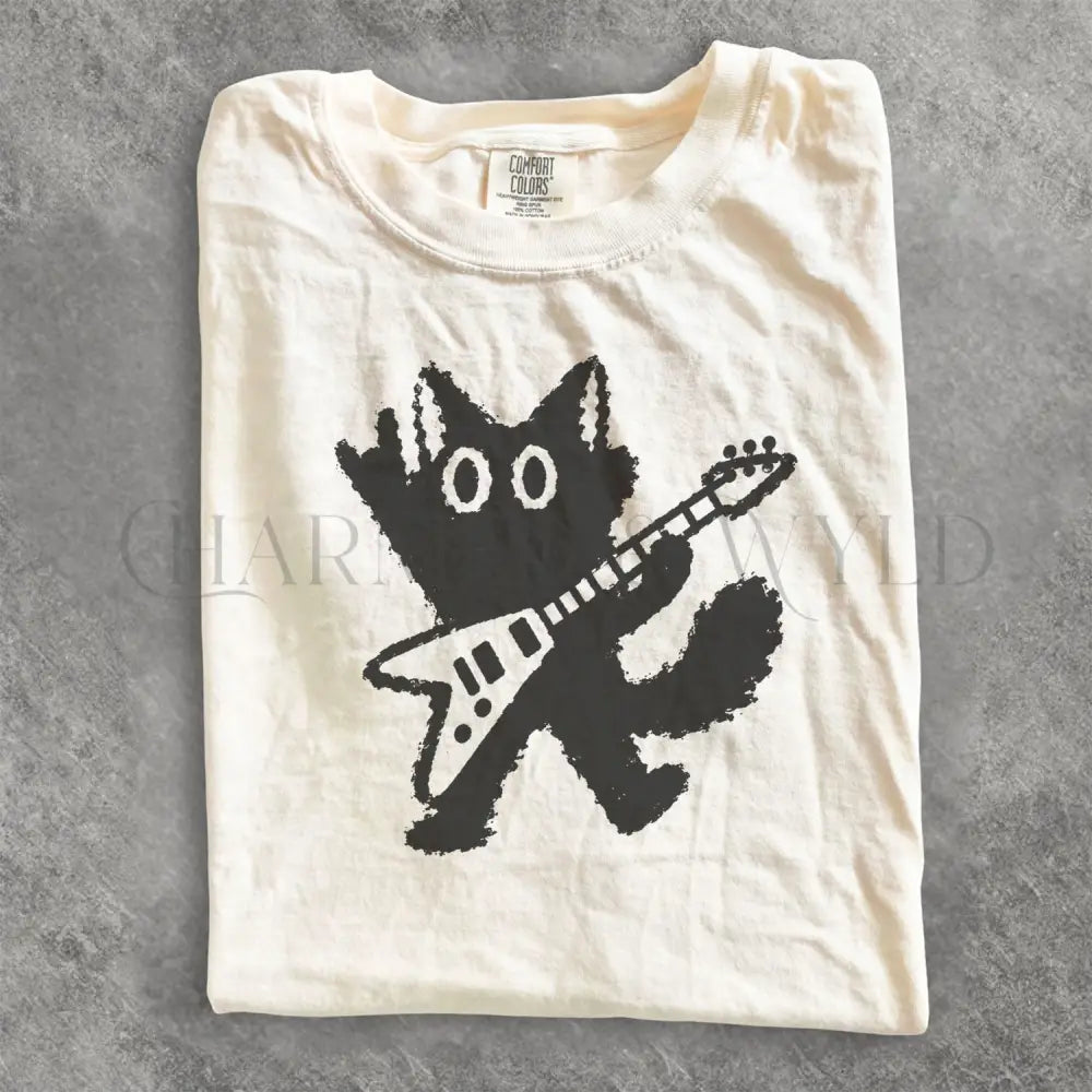 Guitar Rockstar Cat Comfort Colors T-Shirt - T-Shirt