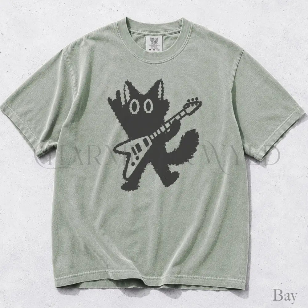 Guitar Rockstar Cat Comfort Colors T-Shirt - Bay / S - T-Shirt