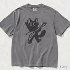 Guitar Rockstar Cat Comfort Colors T-Shirt - Grey / S - T-Shirt