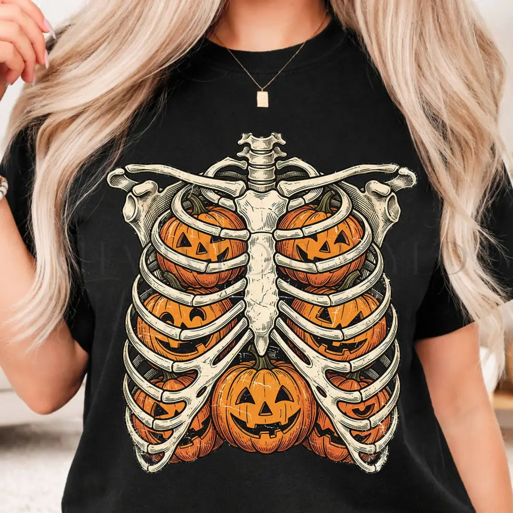 Halloween Skeleton T-Shirt - Black / S - T-Shirt