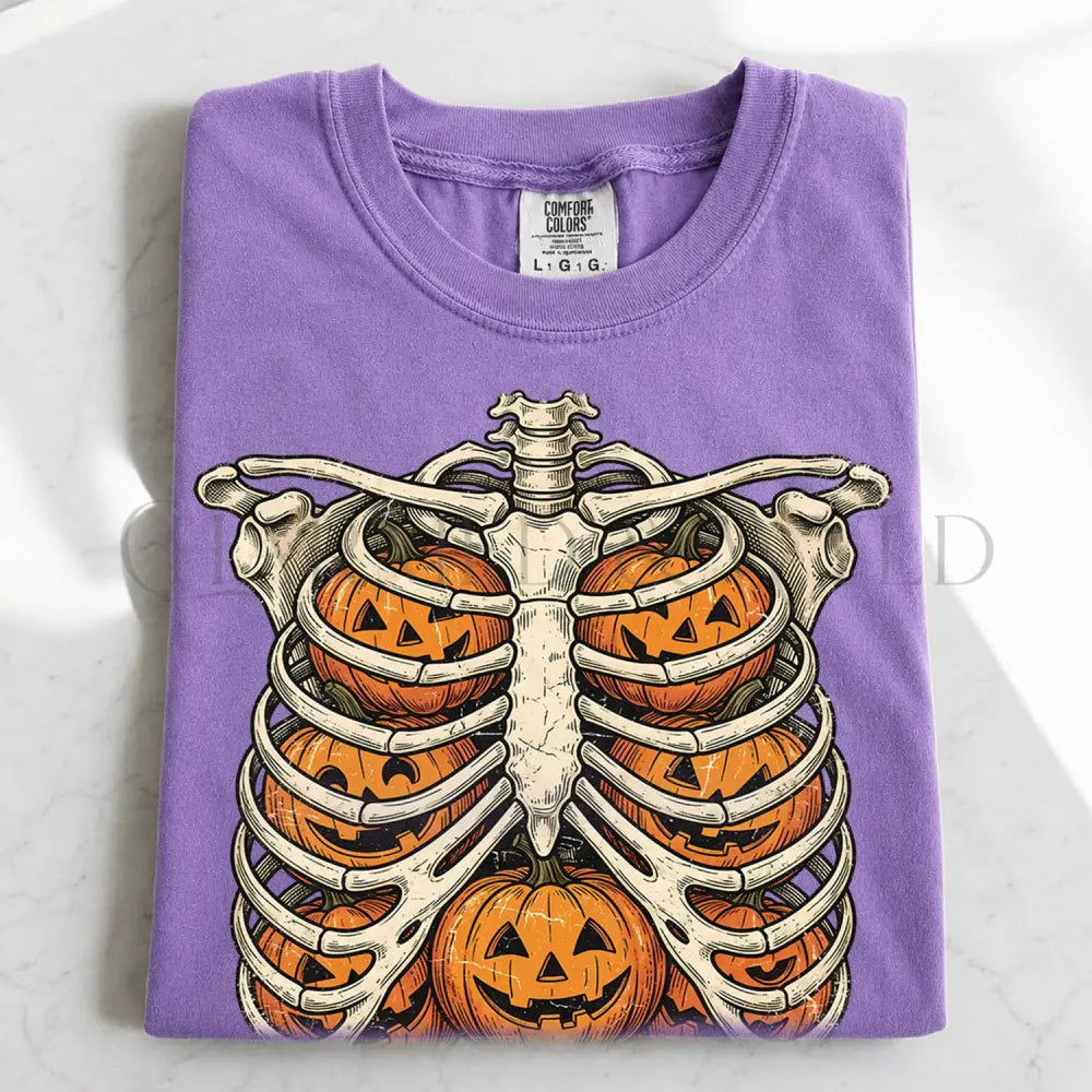 Halloween Skeleton T-Shirt - Violet / S - T-Shirt