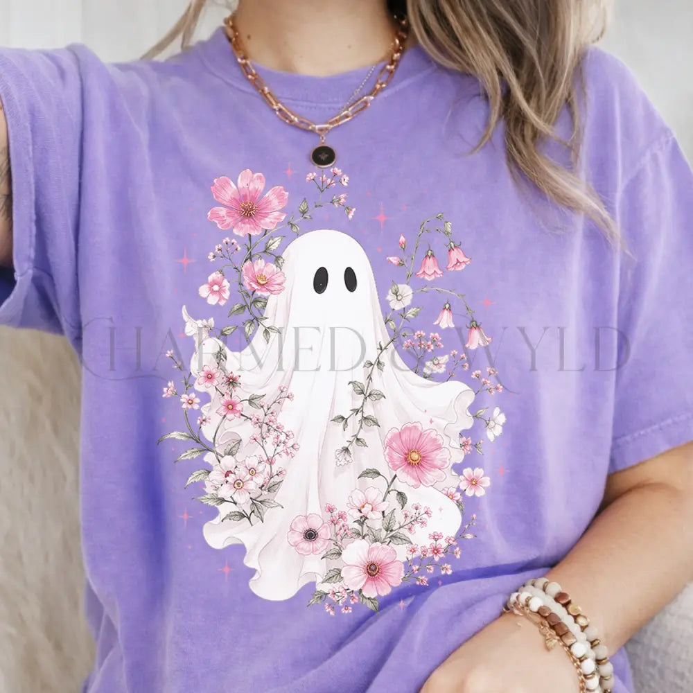Haunted Pink Flower Garden T-Shirt - Violet / S - T-Shirt