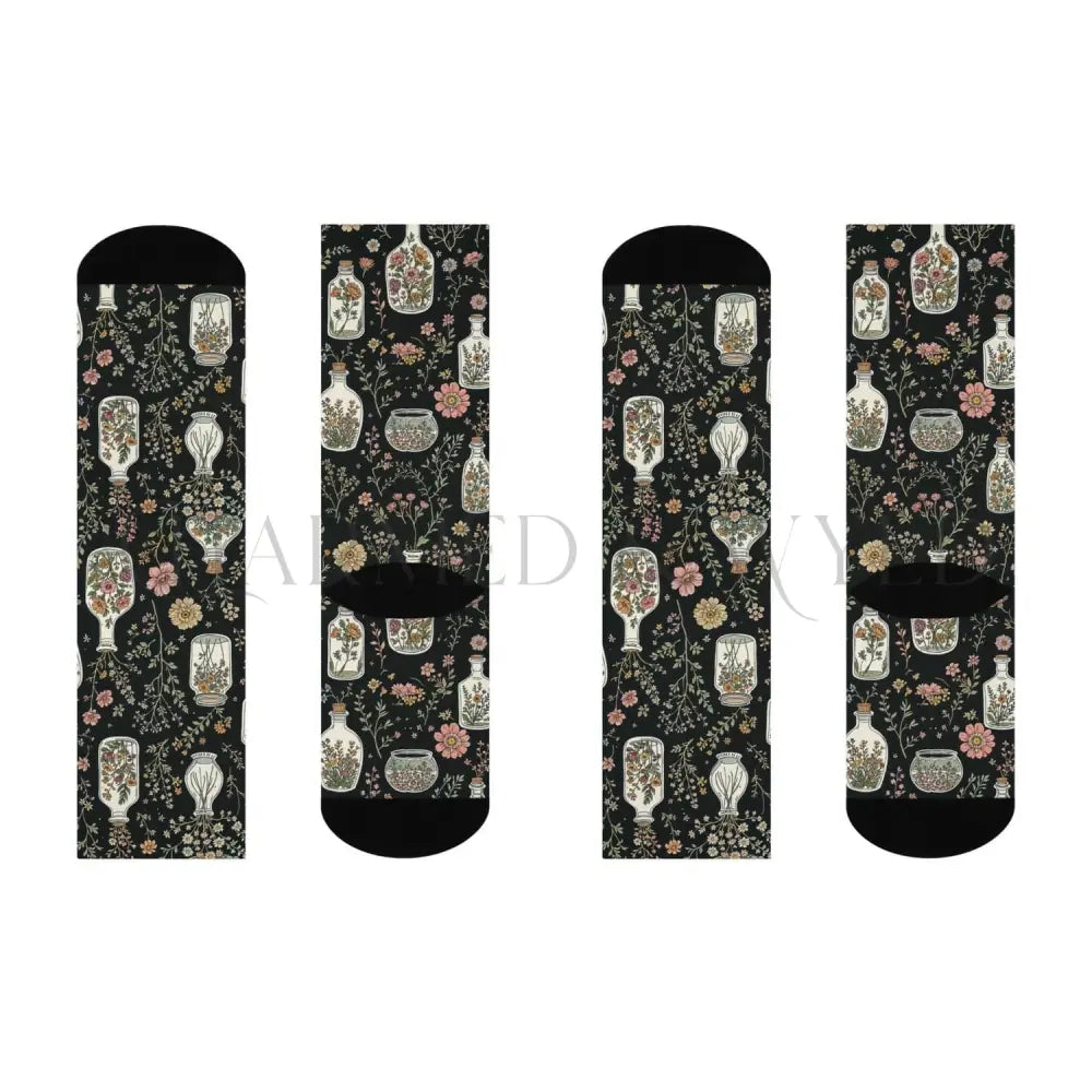 Herbology Glass Jar Flowers Adults Unisex Socks