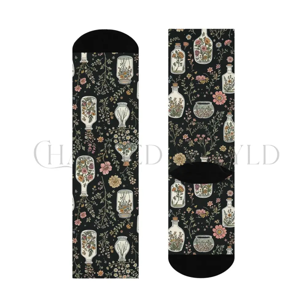 Herbology Glass Jar Flowers Adults Unisex Socks