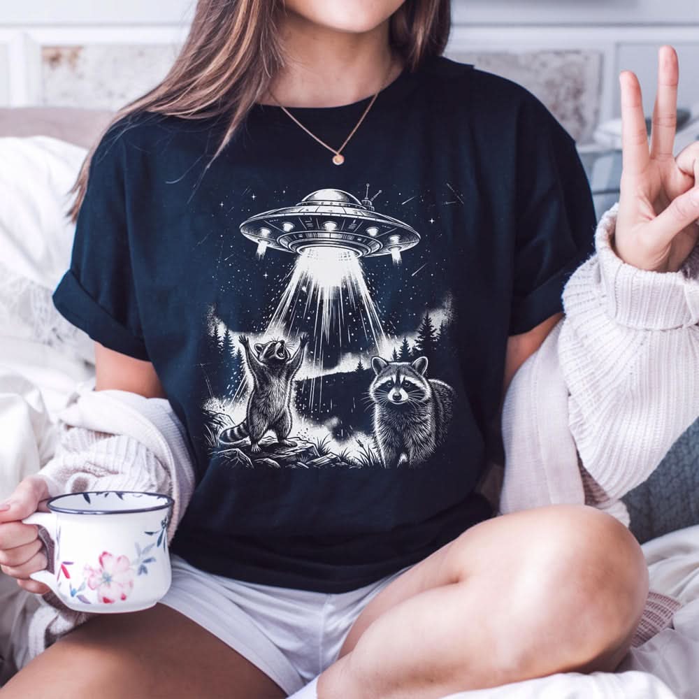 Raccoon Alien Invasion T-shirt