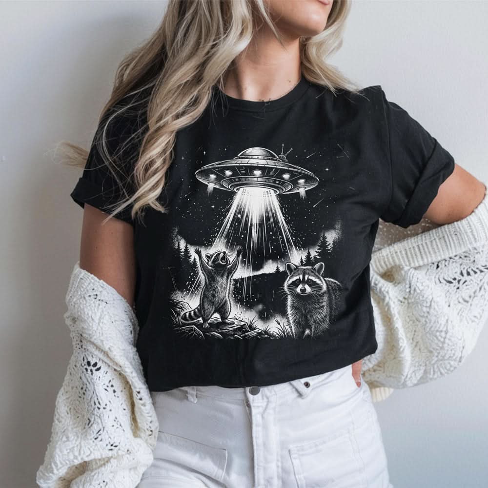 Raccoon Alien Invasion T-shirt