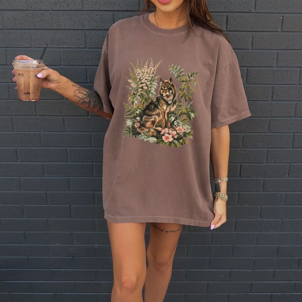 Botanical Wolf Wildflower T-shirt - Charmed and Wyld