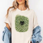 Black Cat Amongst Wildflowers Daisy T-Shirt - Charmed and Wyld