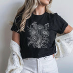 Wildflower Sketch Line Art T-Shirt - Charmed and Wyld
