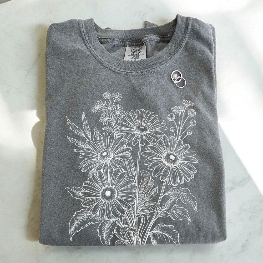 Wildflower Sketch Line Art T-Shirt - Charmed and Wyld