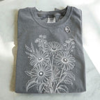 Wildflower Sketch Line Art T-Shirt - Charmed and Wyld