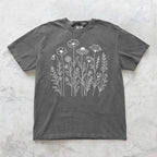 Minimal Wildflower Line Art T-Shirt - Charmed and Wyld