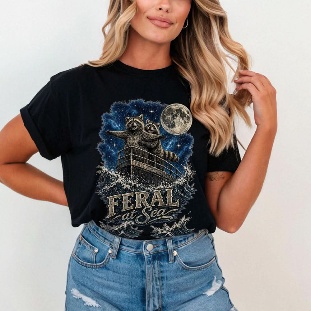 Feral at Sea Raccoon Tshirt - Charmed and Wyld