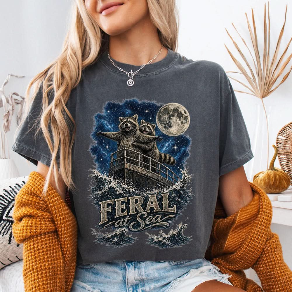 Feral at Sea Raccoon Tshirt - Charmed and Wyld