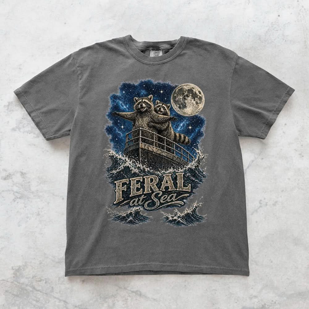 Feral at Sea Raccoon Tshirt - Charmed and Wyld