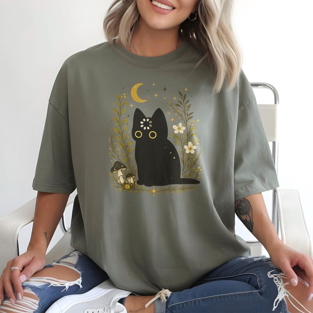 Black Cat Thinking T-Shirt - Charmed and Wyld