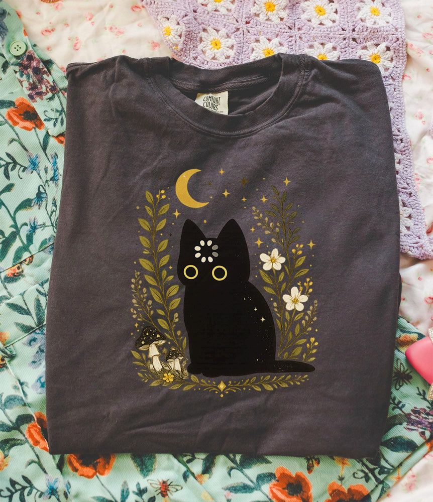 Black Cat Thinking T-Shirt