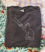 Cat Fist Bump Line Graphic T-Shirt - Charmed and Wyld