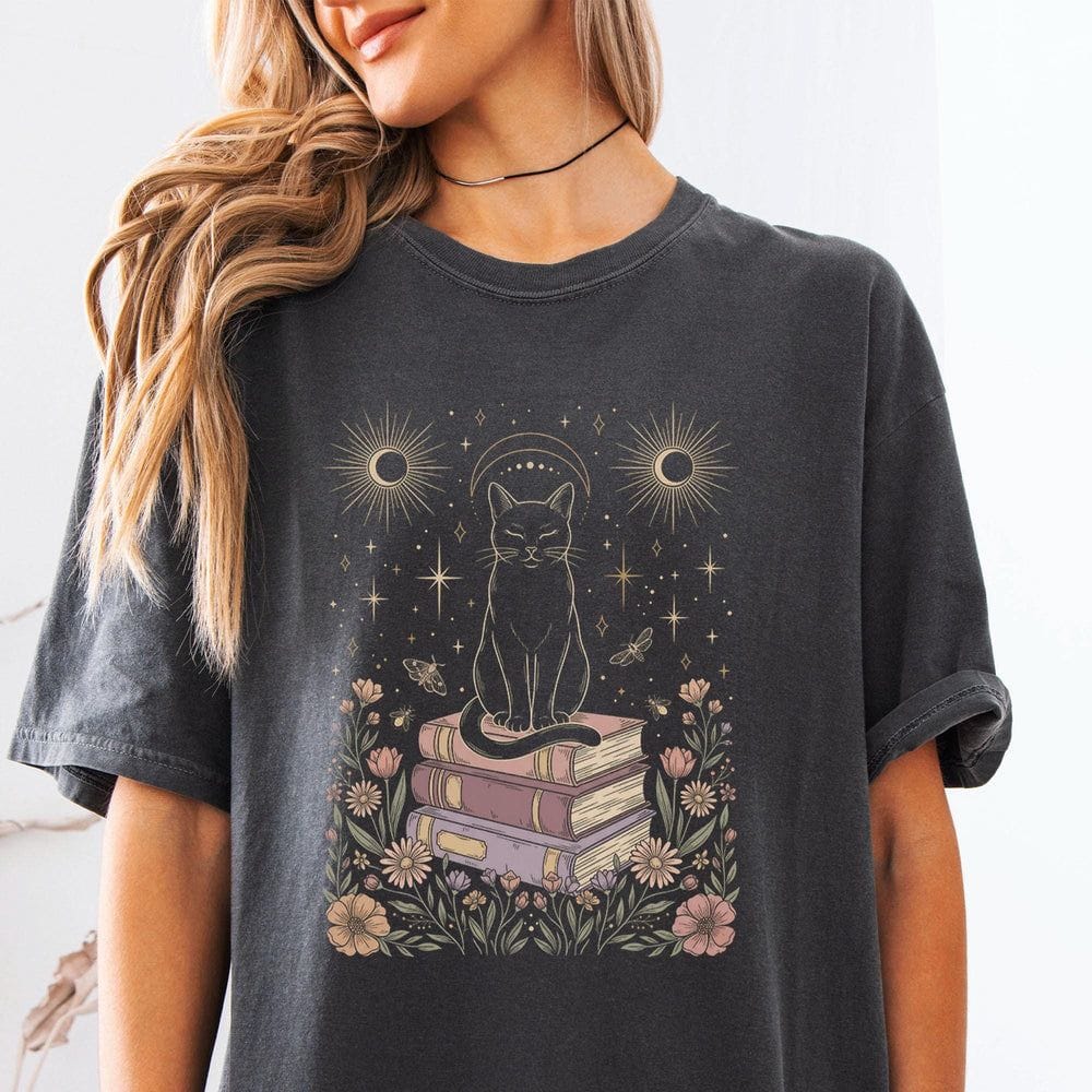 Celestial Cat on Books Tshirt