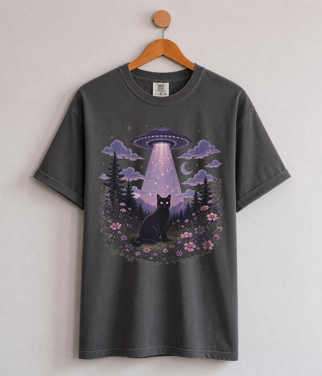 UFO Alien Abduction Cat T Shirt