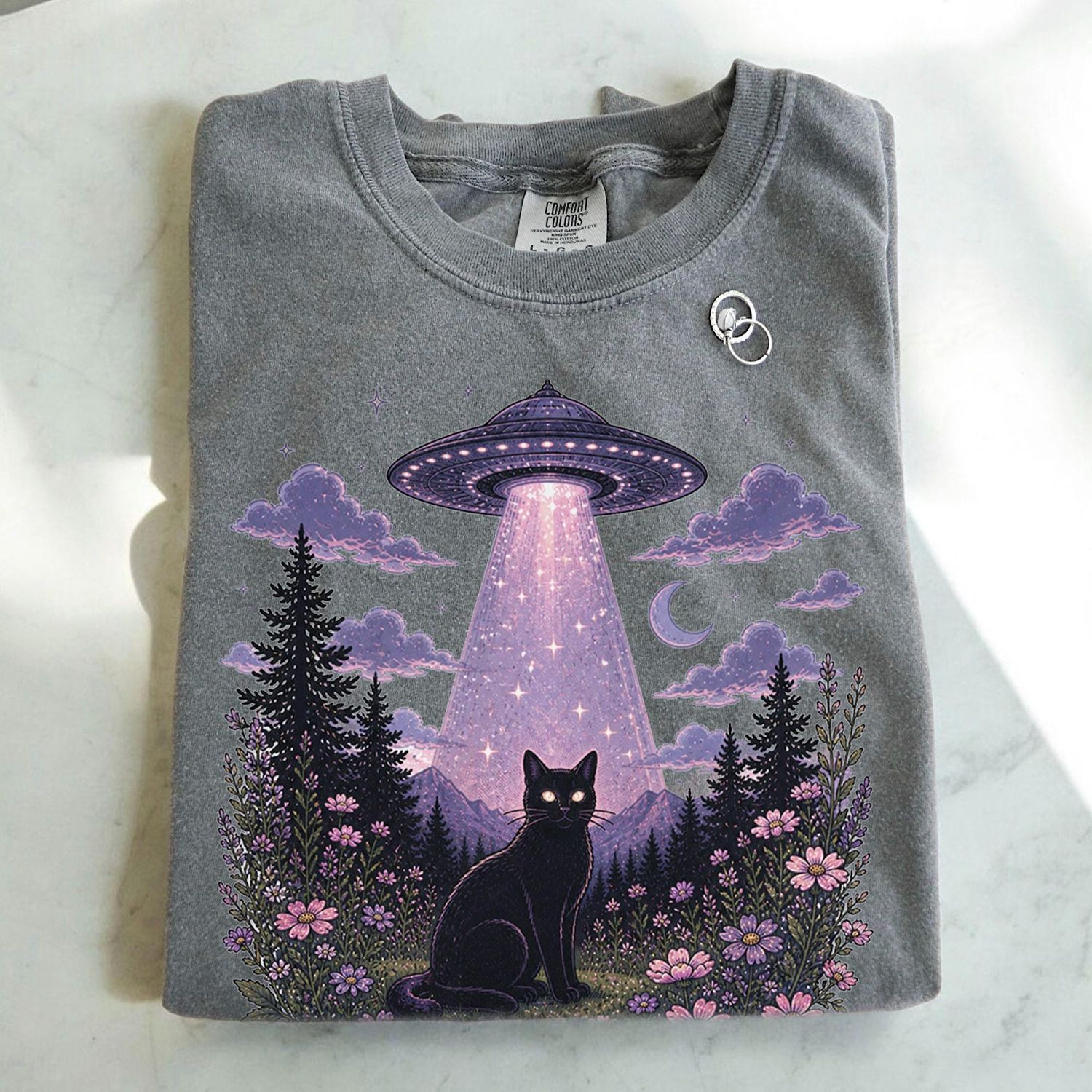 UFO Alien Abduction Cat T Shirt