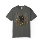 Funny Black Cat Butterfly Wildflower T-Shirt - Charmed and Wyld