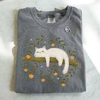 Sleepy White Cat T-Shirt - Charmed and Wyld