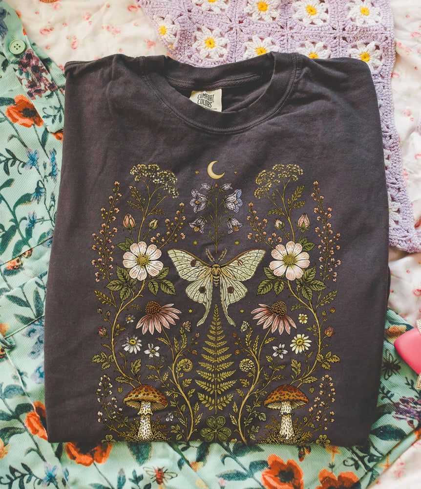 Whimsical Moth Wildflower T-Shirt