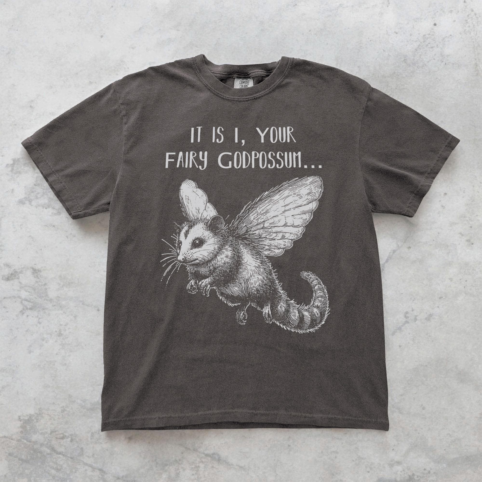 Fairy Godpossum Shirt, Funny Possum Tshirt, Whimsical Cottagecore Tee, Cute Woodland Animal Shirt, Fairycore Graphic Tee, Comfort Colors