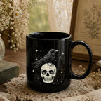 Raven Skull Black Ceramic Mug