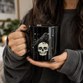 Raven Skull Black Ceramic Mug