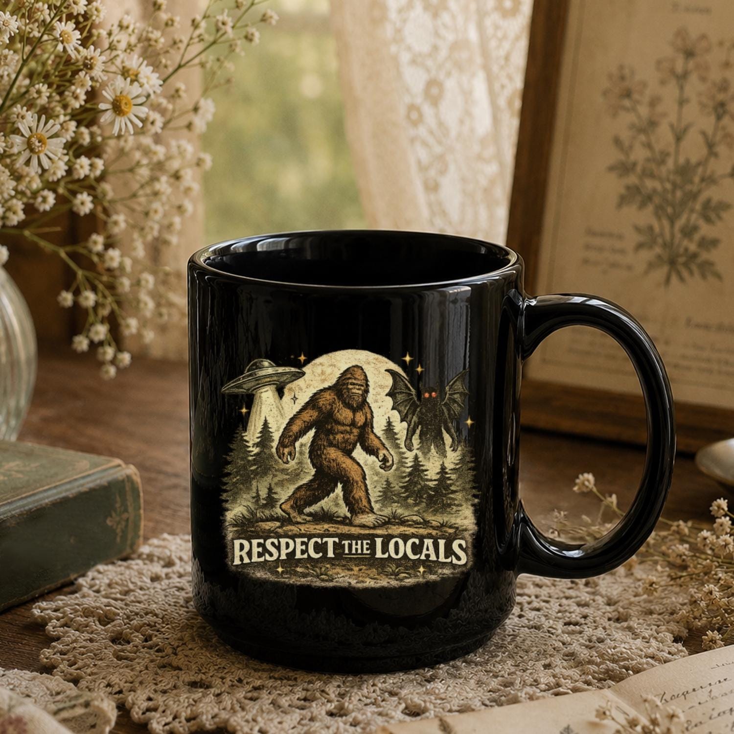Respect The Locals Black Ceramic Mug