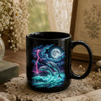 Moonlit Dolphin Black Ceramic Mug