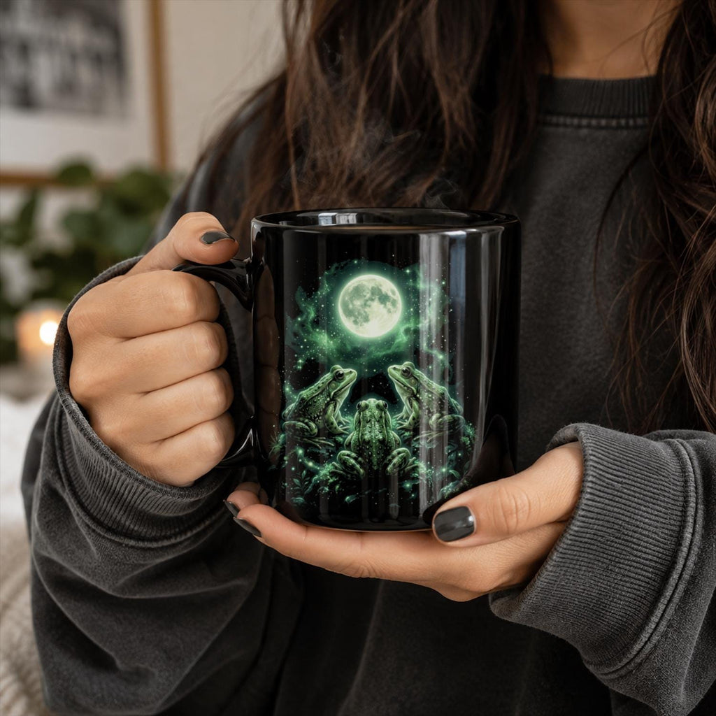 Mystical Frog Black Ceramic Mug
