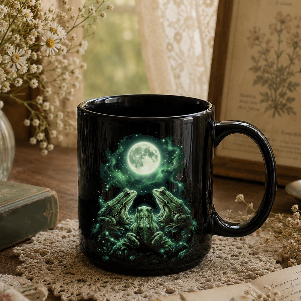 Mystical Frog Black Ceramic Mug