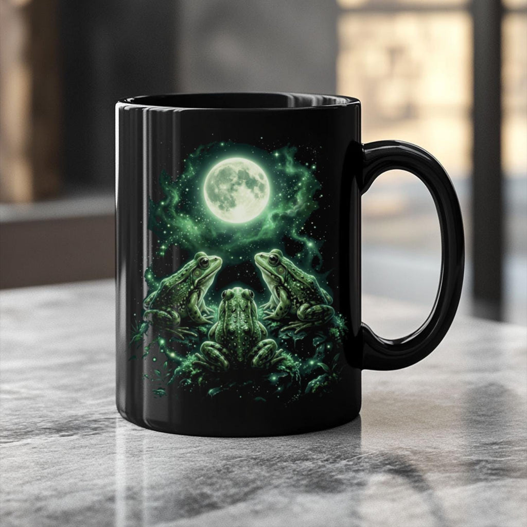 Mystical Frog Black Ceramic Mug