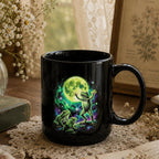 Cosmic Moon Frog Black Ceramic Mug