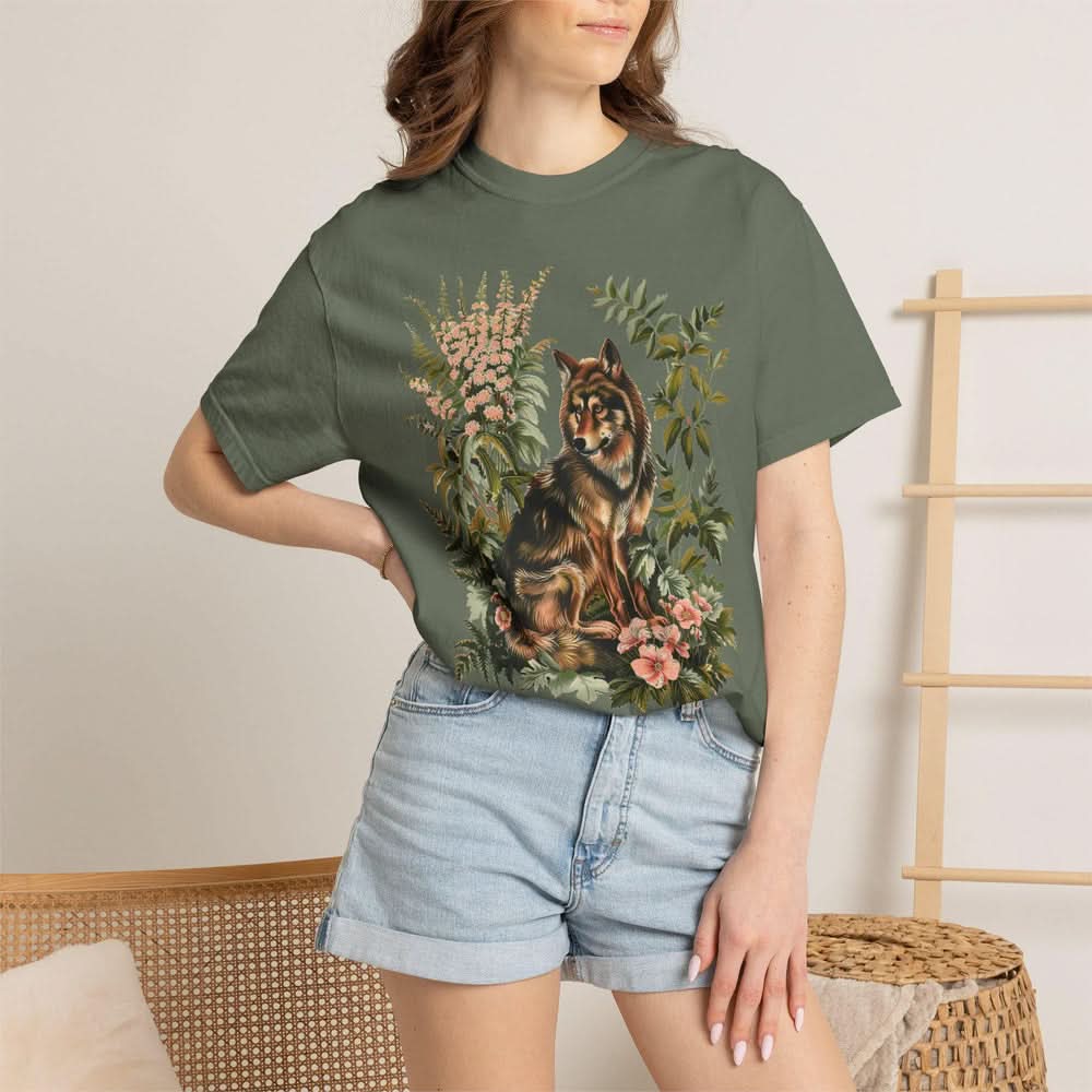 Botanical Wolf Wildflower T-shirt - Charmed and Wyld